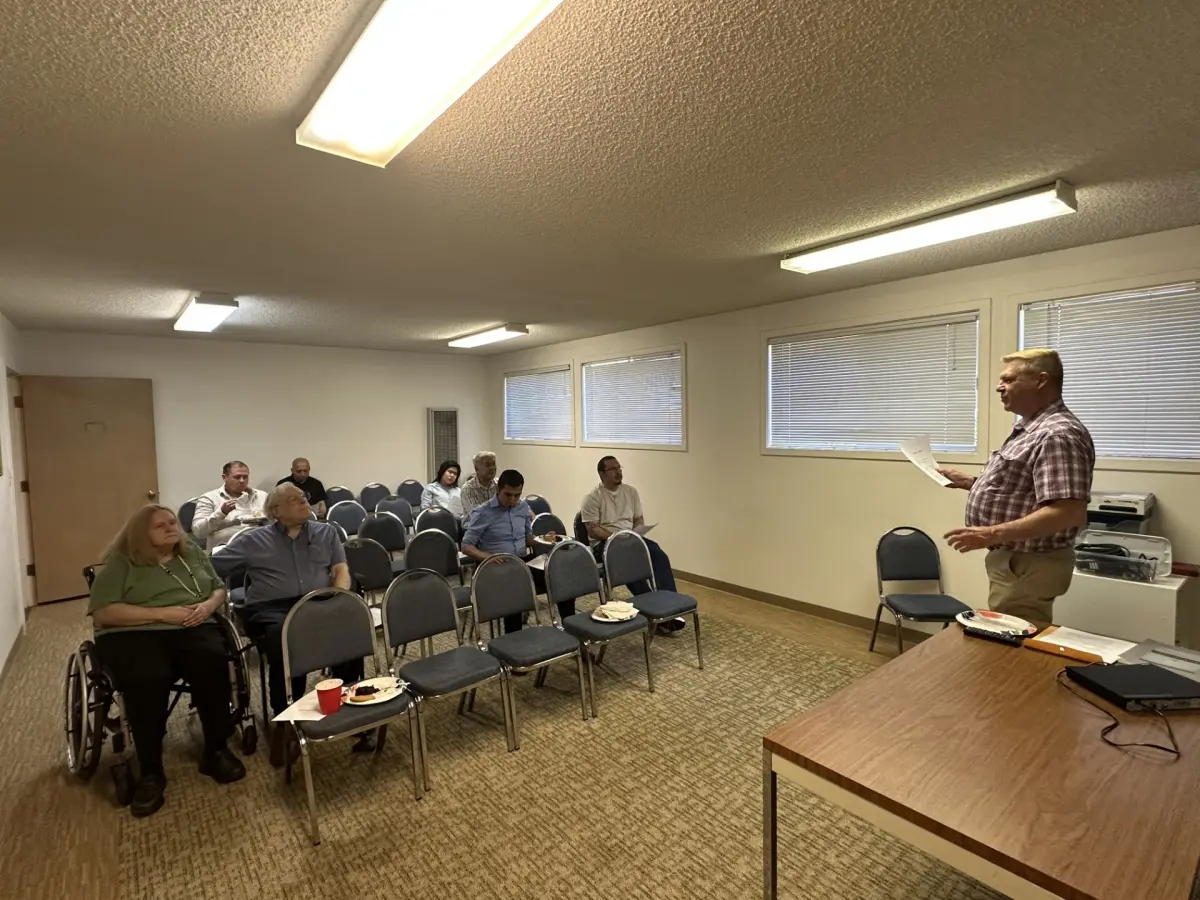 Members gathered for a Sunday Bible study at Reformed Heritage Church